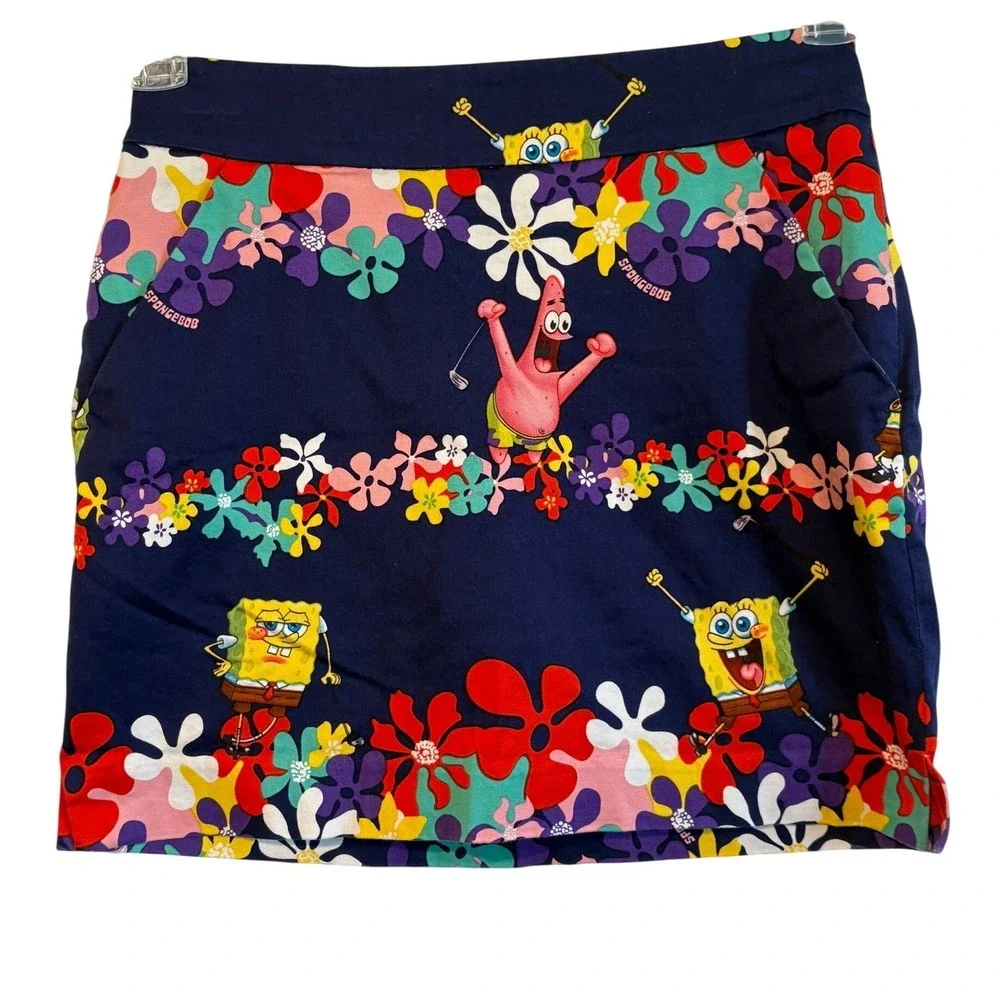 Loudmouth Golf Spongebob Squarepants Floral Skort Navy Blue Womens Size 0